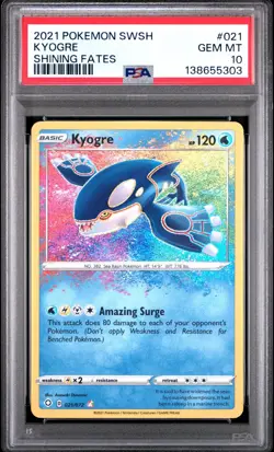 Pokemon Kyogre 021/072 Amazing Rare Shining Fates PSA 10 GEM MINT - Image 1