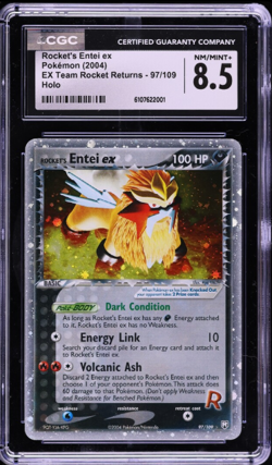 2004 Pokemon Ex Team Rocket Returns Team Holo Rocket's Entei Ex #97 CGC 8.5 NM-M - Image 1