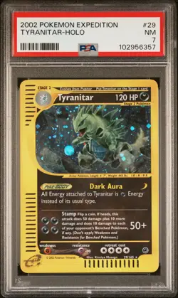 2002 POKEMON EXPEDITION #29 TYRANITAR-HOLO PSA 7 - Image 1