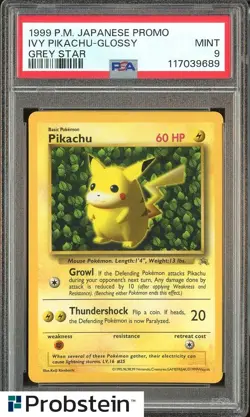 1999 POKEMON JAPANESE PROMO IVY PIKACHU-GLOSSY GREY STAR PSA 9 - Image 1