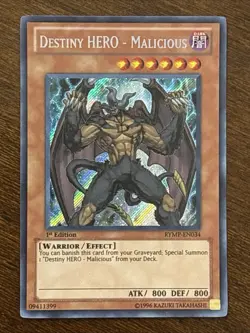 Destiny HERO - Malicious RYMP-EN034 Ra Yellow Mega Pack 1st Edition Secret LP - Image 1