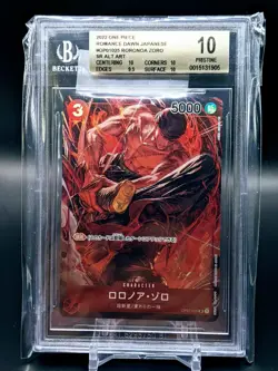 2022 One Piece Romance Dawn Japanese Roronoa Zoro SR Alt Art BGS 10 Pristine - Image 1
