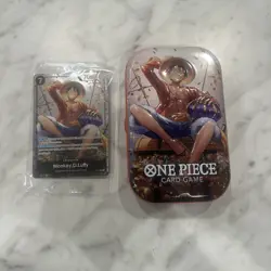 New One Piece Monkey D. Luffy P-075 English Promo Tin Set Vol 2 W/ Empty Tin - Image 1