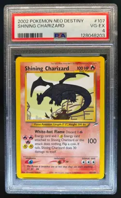 2002 Pokemon Neo Destiny Shining Charizard Holo #107/105 PSA 4 - Image 1