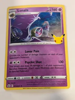 Lunala 015/025 Celebrations 25th Anniversary Pokemon Holo Foil Nice! - Image 1