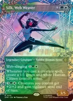 Silk, Web Weaver (Borderless) R Marvel's Spider-Man 215 NM Foil MTG - Image 1