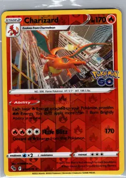 Charizard 010/078 Reverse Holo Pokemon GO - Pokemon Card - NM - Image 1
