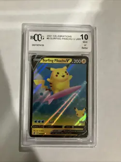 Surfing Pikachu V Celebrations 008/025 Gem Mint PSA 10 Pokemon 2021 - Image 1