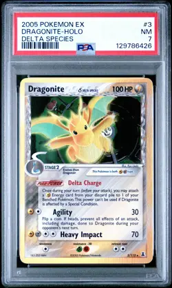 2005 POKEMON EX DELTA SPECIES #3 DRAGONITE-HOLO PSA 7 - Image 1