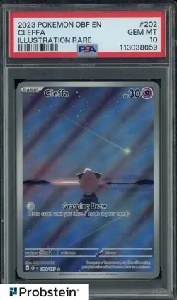 2023 POKEMON OBF EN-OBSIDIAN FLAMES 202 CLEFFA ILLUSTRATION RARE PSA 10 - Image 1