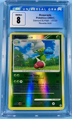 Pokemon TCG Roserade Diamond & Pearl 13/130 Reverse Holo Rare - CGC 8 NM/MINT - Image 1