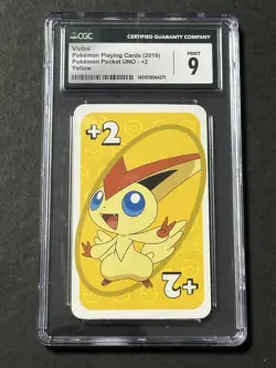 2019 Pokemon Pocket Uno +2 Victini Yellow CGC 9 MINT - Image 1