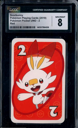 2019 Pokemon Playing Cards Pocket Uno 2 Scorbunny Red CGC 8 NM-MT - Image 1