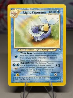Pokemon TCG Card - Light Vaporeon 52/105 Neo Destiny Uncommon Vintage - LP+ - Image 1