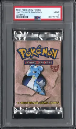PSA 9 MINT 1999 POKEMON FOSSIL UNLIMITED LAPRAS ART SEALED BOOSTER PACK - Image 1