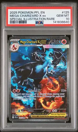2025 POKEMON PFL EN-PHANTASMAL FLAMES #125 MEGA CHARIZARD X EX PSA 10 - Image 1