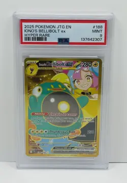 🔥2025 Pokemon Iono's Bellibolt Ex #188 Hyper Rare Journey Together PSA 9 Mint🔥 - Image 1