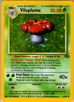 Vileplume - 15/64 - Pokemon Jungle Unlimited Holo Rare Card WOTC LP - Image 1