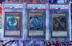 PSA 10 Set Yugioh Blue-Eyes + Red-Eyes Dragon + Dark Magician Girl MP22-EN266 - Image 1