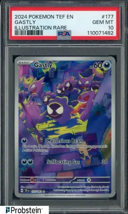 2024 POKEMON TEF EN-TEMPORAL FORCES 177 GASTLY ILLUSTRATION RARE PSA 10 GEM MINT - Image 1