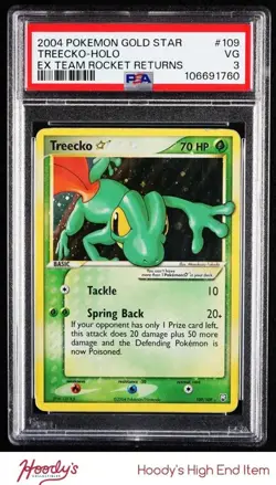 2004 Pokemon EX Team Rocket Returns #109 Treecko Gold Star HOLO R PSA 3 VG - Image 1