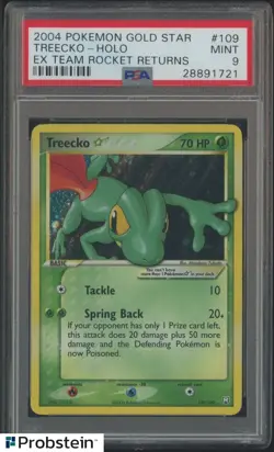 PSA 9 TREECKO GOLD STAR HOLO EX TEAM ROCKET RETURNS 2004 POKEMON - Image 1