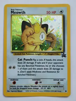 Pokemon Meowth Card 10/53 WOTC Promo Holo - Image 1