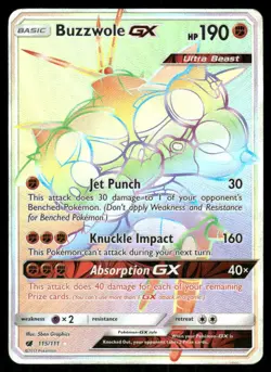 Pokemon Cards Buzzwole GX 115/111 Crimson Invasion Rare Rainbow NM - Image 1