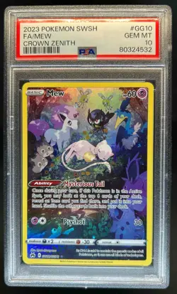 2023 Pokemon Sword & Shield Crown Zenith Mew Galarian Gallery #GG10/GG70 PSA 10 - Image 1