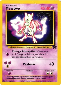 Pokemon TCG Mewtwo Wizards Black Star Promos 3 Regular Promo DMG - Image 1