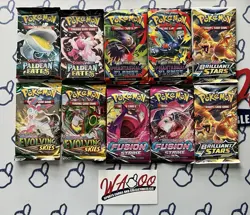 Pokemon TCG Booster 10x Pack Lot - Evolving Skies Fusion Strike Paldean Fates!! - Image 1