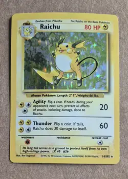 Vinyage Pokemon TCG Raichu Base Set Holo 14/102 Unlimited - Image 1