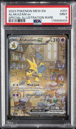 2023 POKEMON MEW EN-151 SPECIAL ILLUSTRATION RARE #201 ALAKAZAM EX PSA 9 - Image 1