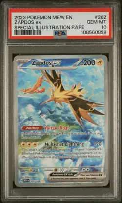 Pokemon TCG Zapdos EX Scarlet & Violet 151 Sir 202/165 PSA 10 EN English - Image 1