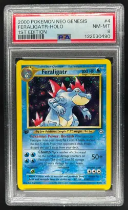 2000 Pokemon Neo Genesis 1st Edition Feraligatr Holo #4/111 PSA 8 - Image 1