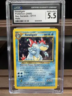 [CGC 5.5 NEAR MINT] FERALIGATR 4/111 HOLO RARE NEO GENESIS POKEMON TCG 2000 - Image 1