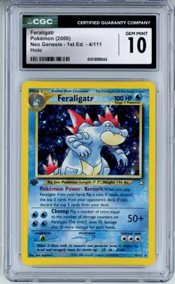 CGC GEM MINT 10 Pokemon TCG Feraligatr 4/111 Neo Genesis Holo 1st Edition (2000) - Image 1