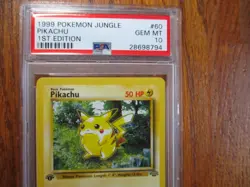 PSA 10 GEM MINT 💎 1999 POKEMON JUNGLE 1ST EDITION - PIKACHU #60 ENGLISH - Image 2