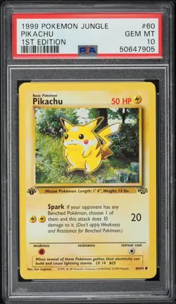 1999 Pokemon Jungle Set 1st Edition Pikachu #60 PSA 10 60/64 English - Image 1