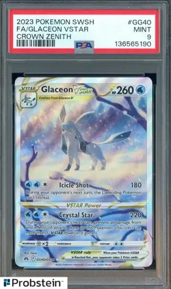 2023 Pokemon SWSH Crown Zenith #GG40 Glaceon Vstar Fa PSA 9 GEM MINT - Image 1