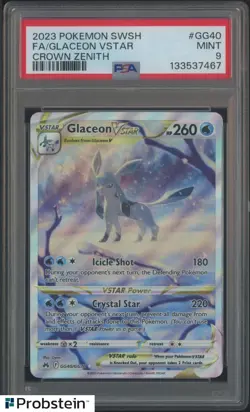 2023 Pokemon SWSH Crown Zenith #GG40 FA Glaceon VStar PSA 9 MINT - Image 1