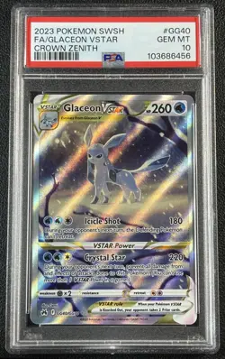FA GLACEON VSTAR PSA 10 2023 POKEMON SWSH CROWN ZENITH #GG40/GG70 FULL ART 456 - Image 1