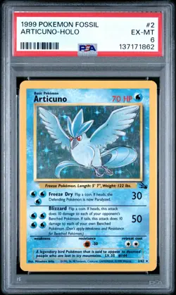 1999 POKEMON FOSSIL #2 ARTICUNO-HOLO PSA 6 - Image 1