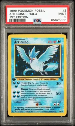 1999 Pokemon Fossil 1st Edition #2 Articuno - Holo PSA 9 - Image 1