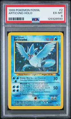 1999 POKEMON FOSSIL #2 ARTICUNO-HOLO PSA 6 - Image 1