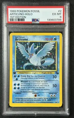 ARTICUNO PSA 6 1999 POKEMON FOSSIL 1ST EDITION #2/62 HOLO 786 - Image 1