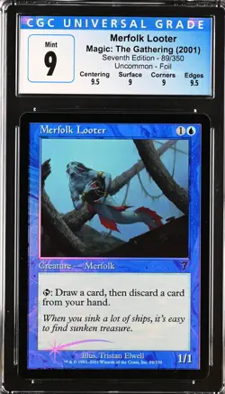 MERFOLK LOOTER 7th Edition Foil U CGC 9 Q++ MTG [Nostalgium] - Image 1