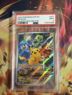 2023 POKEMON SVP EN-SV PALDEA EVOLVED ETB PROMO #027 PIKACHU PSA 9 - Image 1