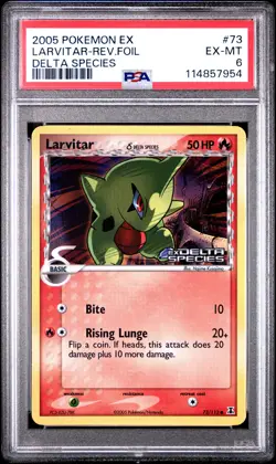 2005 POKEMON EX DELTA SPECIES LARVITAR #73 REVERSE FOIL PSA 6 EX #114857954 - Image 1