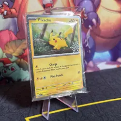 Pikachu 025/165 Pokemon Holiday Snowflake Stamped Promo | Sealed - Image 2